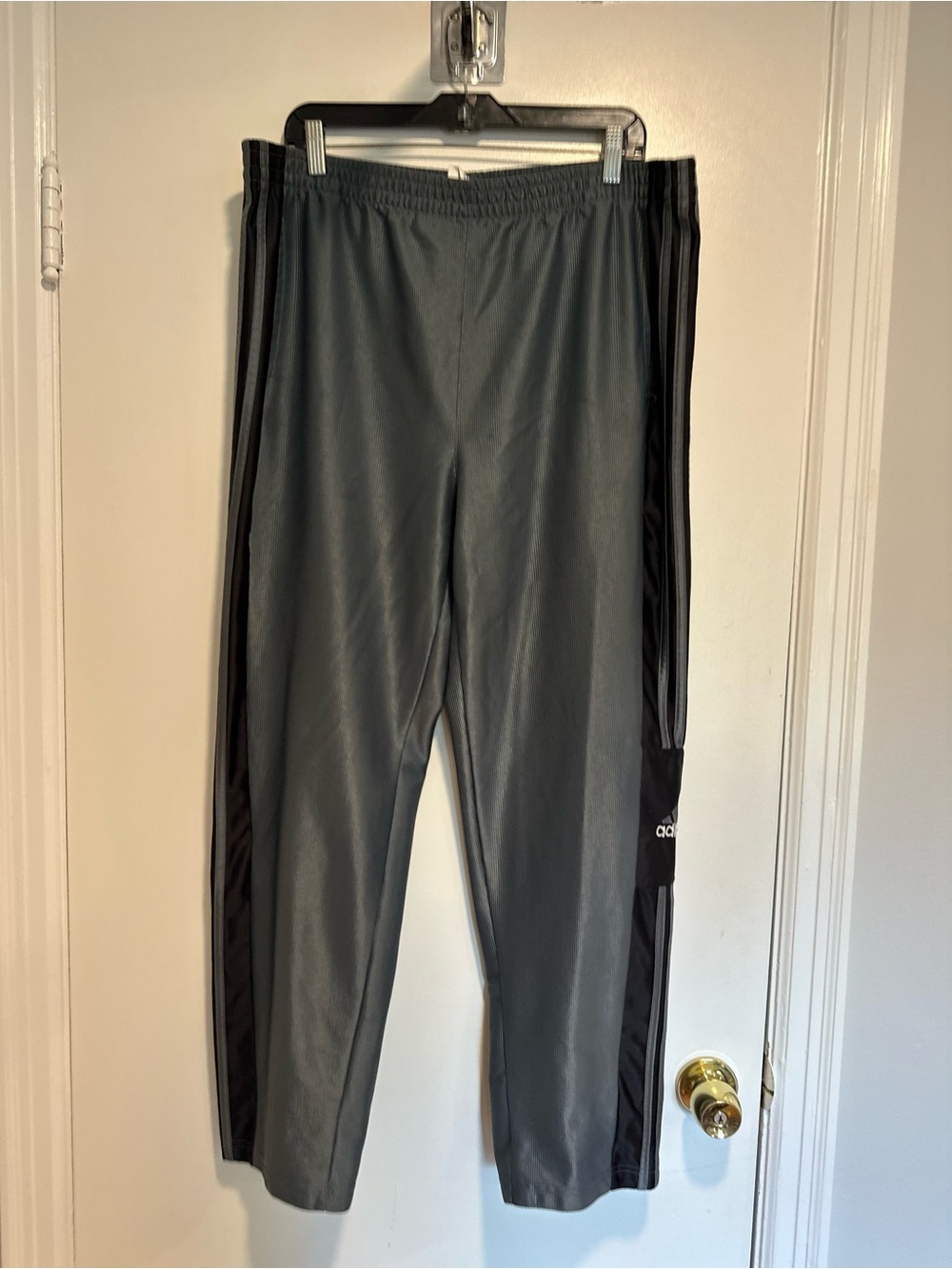 VTG 90s Y2K Adidas Adibreak Sz:M Gray/ Black tearaway wide leg track pants. Korn